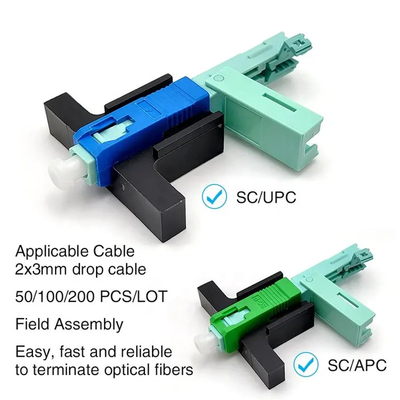 SC rápido APC UPC da fibra ótica do único modo do conector da fibra do conjunto de campo