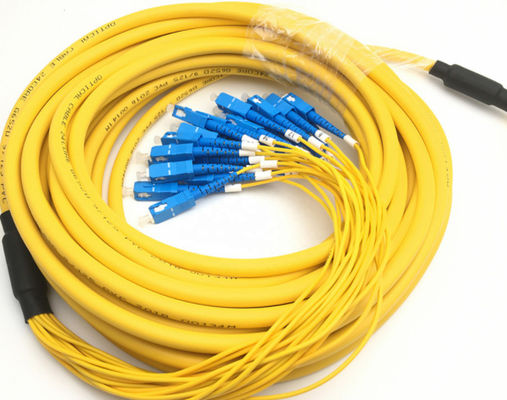 1-3M Lc ao cabo de remendo da fibra do Lc, cabo de remendo simples do cabo da fuga do revestimento amarelo